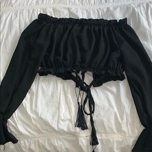 Black Off the Shoulder Vintage Top